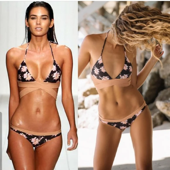New Acacia Heliconia Lennox Top S & Manoa Bottom M Bikini Set Colorbloc